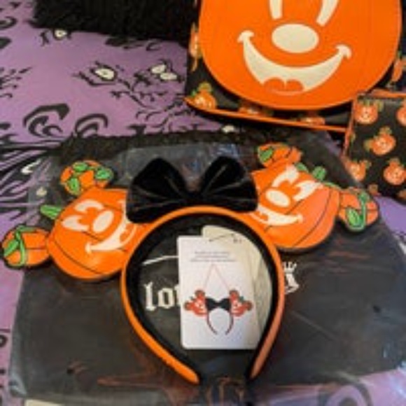 Mickey Jack o\' Lantern Pumpkin Backpack Wallet Ears Set main image 6